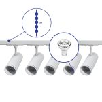 Complete Set 1-Phase Rail 2 Meter White | incl. 5x Spot + GU10 2700K 3W Dimmable + End Cap, Power Connector and I-Connector
