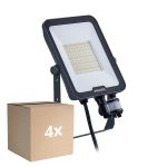 Multipack 4x Philips LED Floodlight Ledinaire BVP167 50W 6000lm 110D - 830-840-865 CCT | IP65 - Motion and Light Sensor - Symmetrical